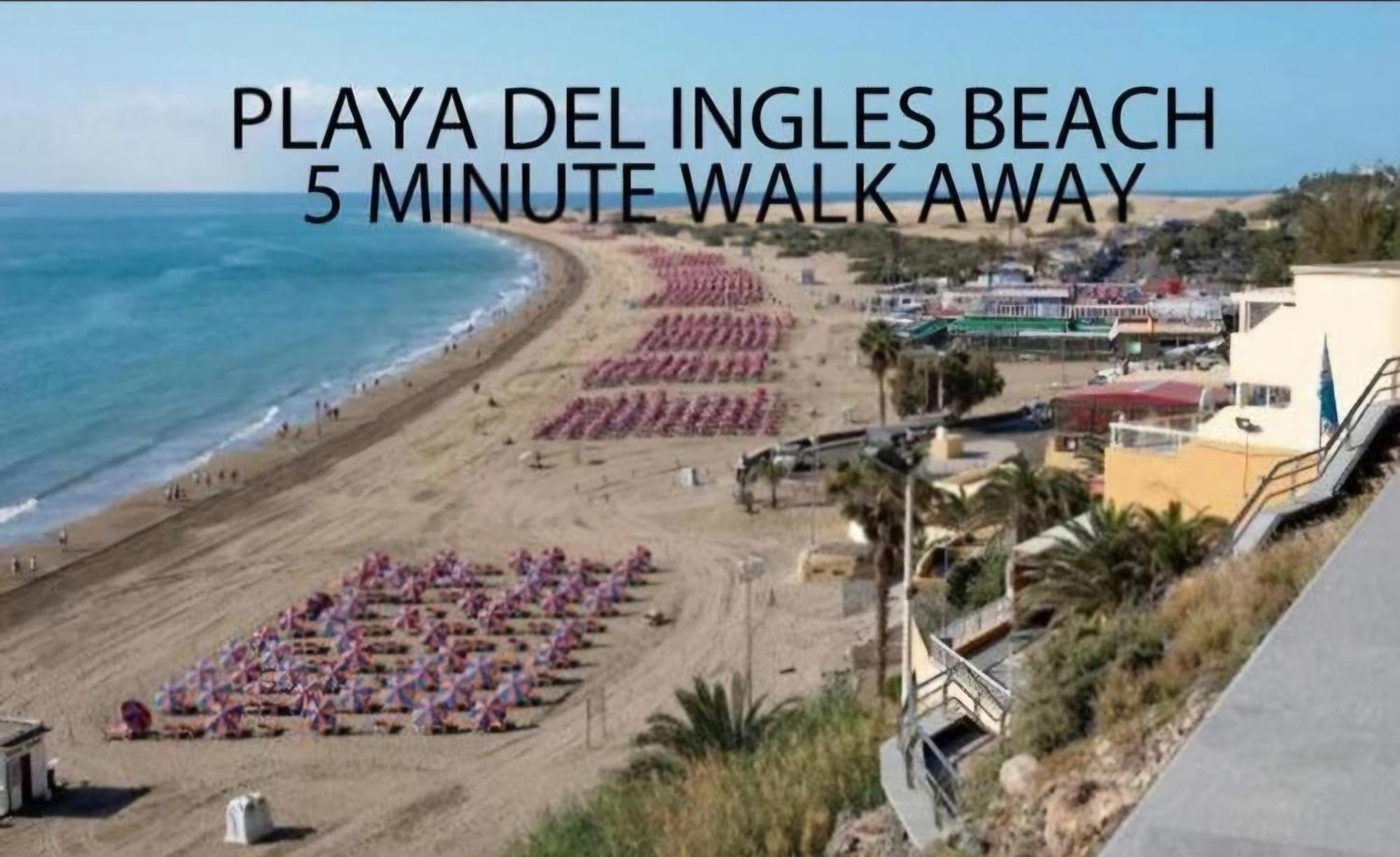 Ocean Front Cozy 2 Bedroom, 3 Beds Spacious- Netflix, Pool, Beach Lift & Fast Wifi Playa del Ingles  Exterior photo